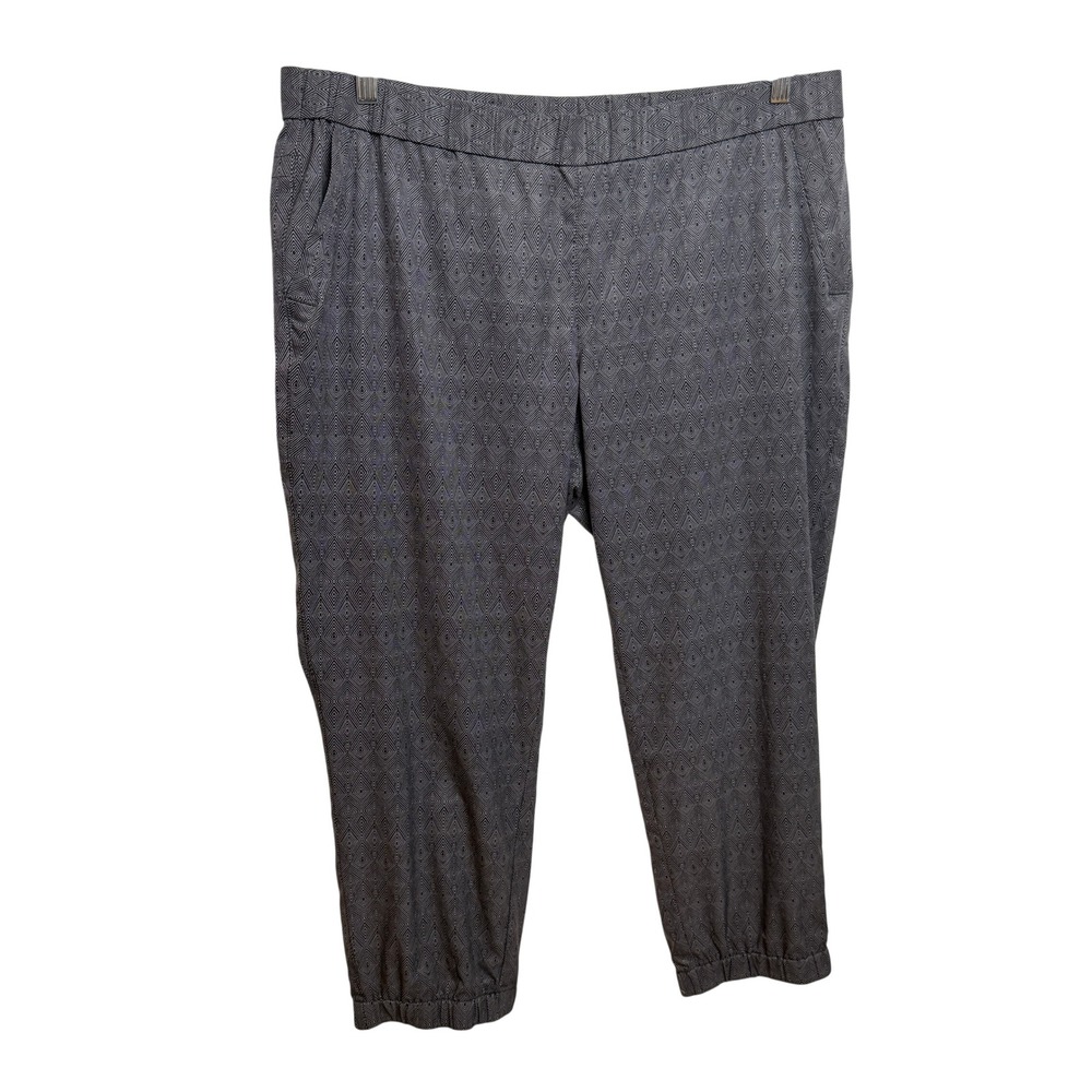 Eddie Bauer Womens Jogger Pants XL Grey Geometric Diamond Casual Boho